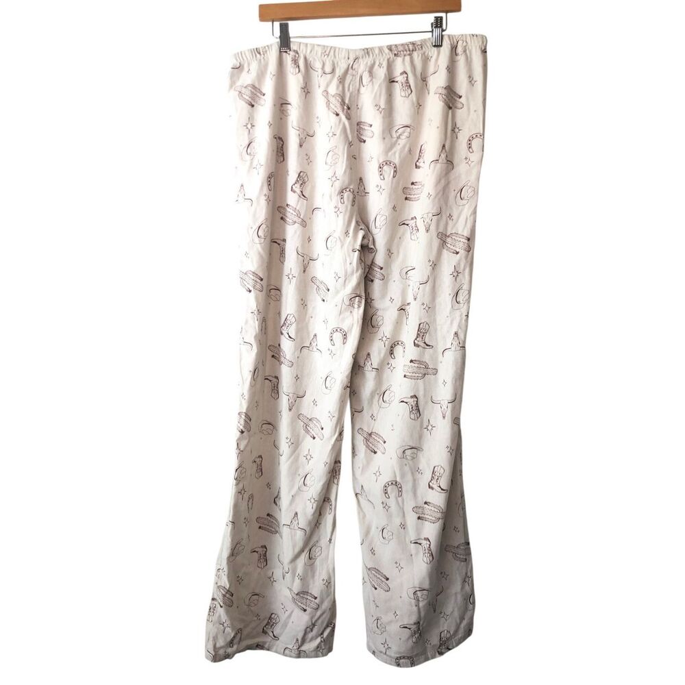 Cali1850 XL Western Print Wide-leg Linen Beach Pants cowgirl boho lounge - Picture 5 of 12